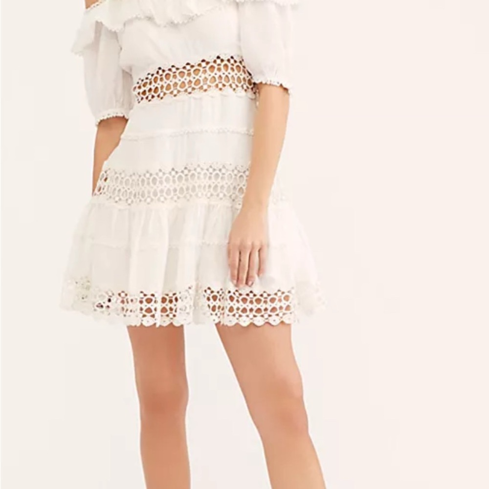 Free People White Cut Out Tiered Sundress
